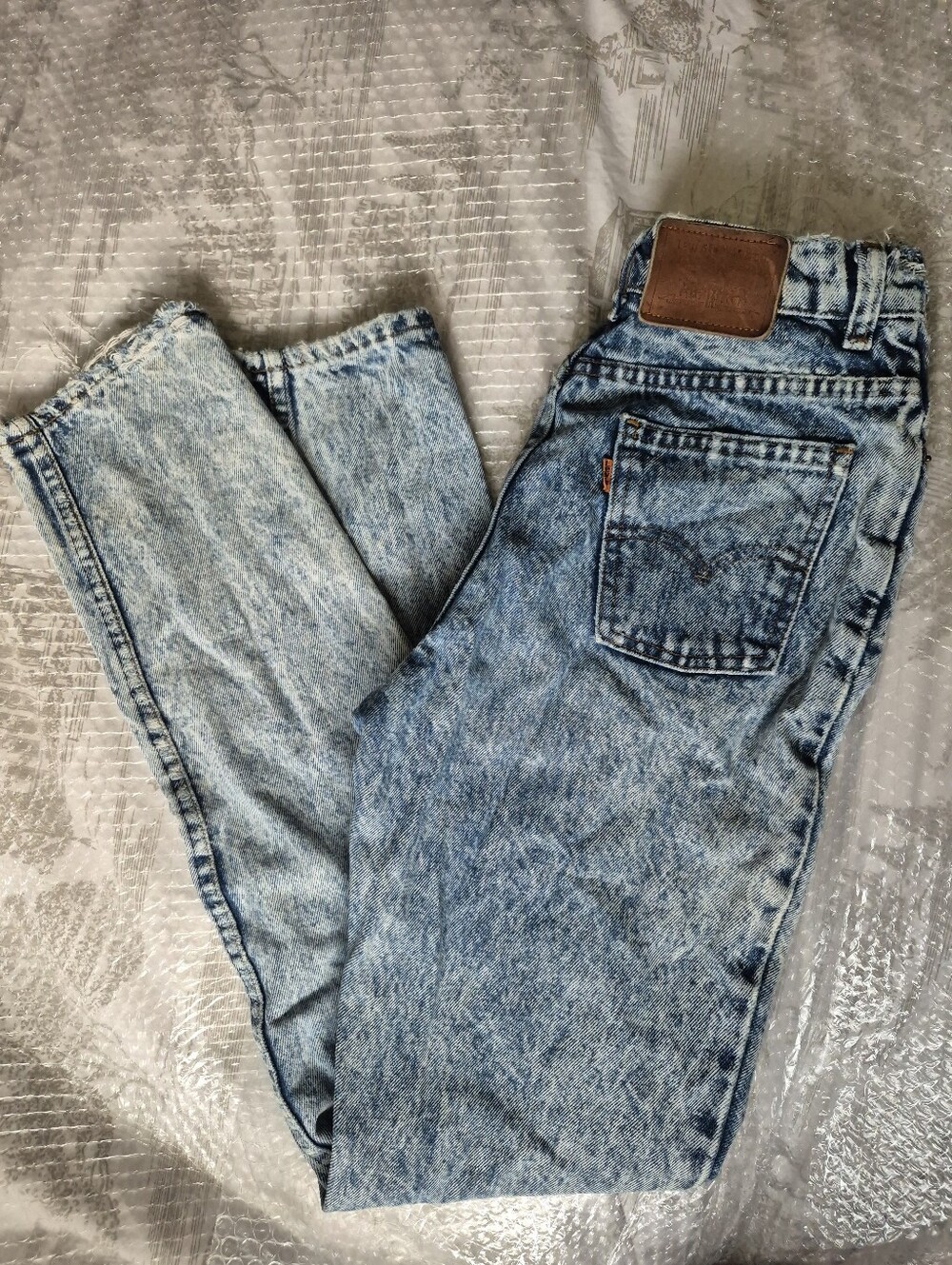 Rare ! Levis Orange Tag Vintage 80s Acid Wash Distressed Mom Jeans